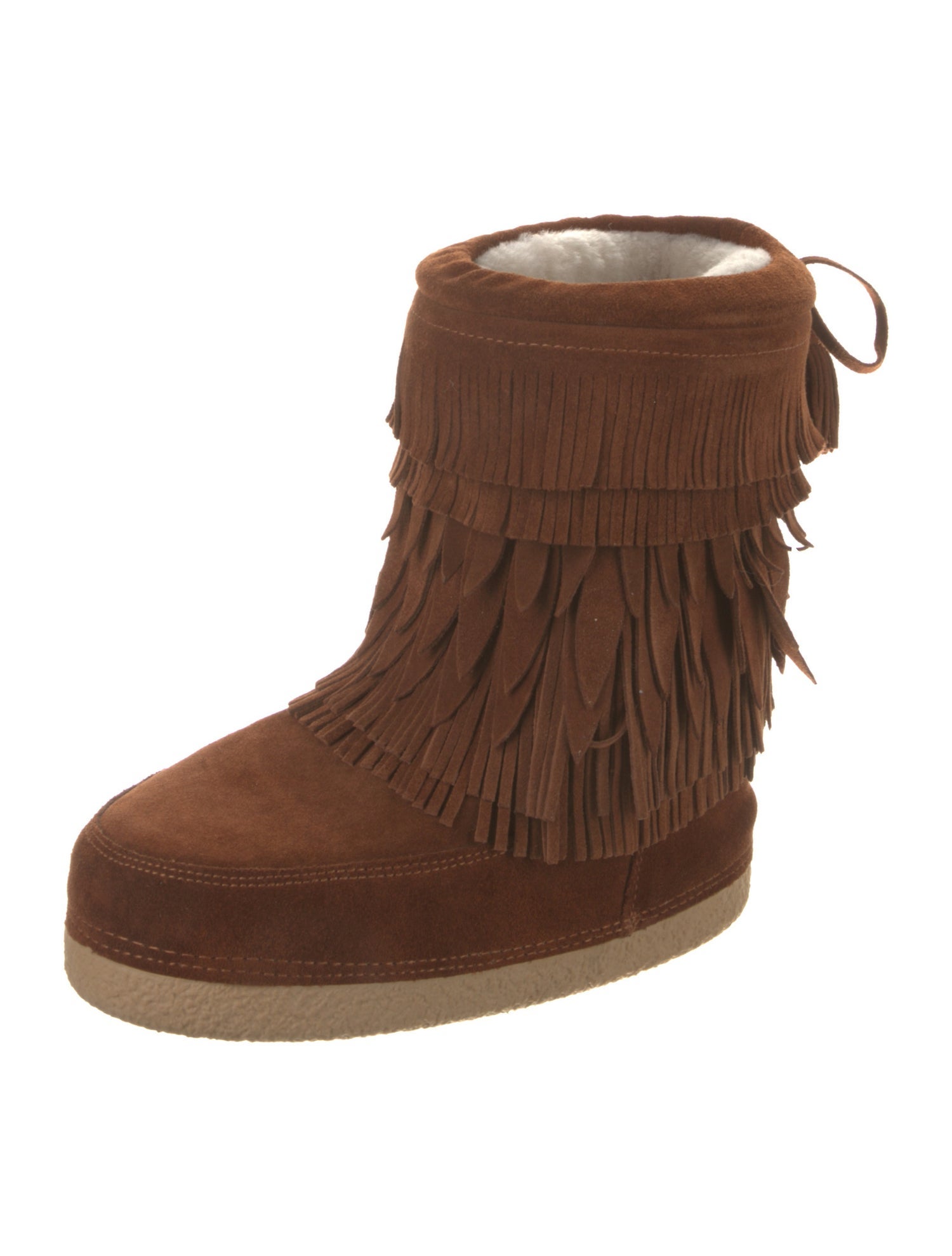Aquazzura Suede Fringe Trim Accent Lace-Up Boots